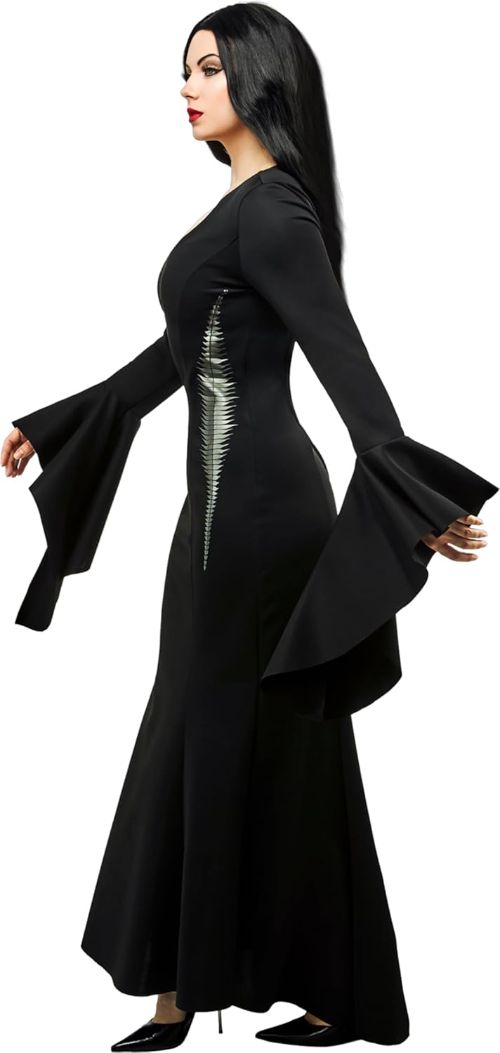 Morticia Addams Costume - Women's Wednesday TV Show Black Dress