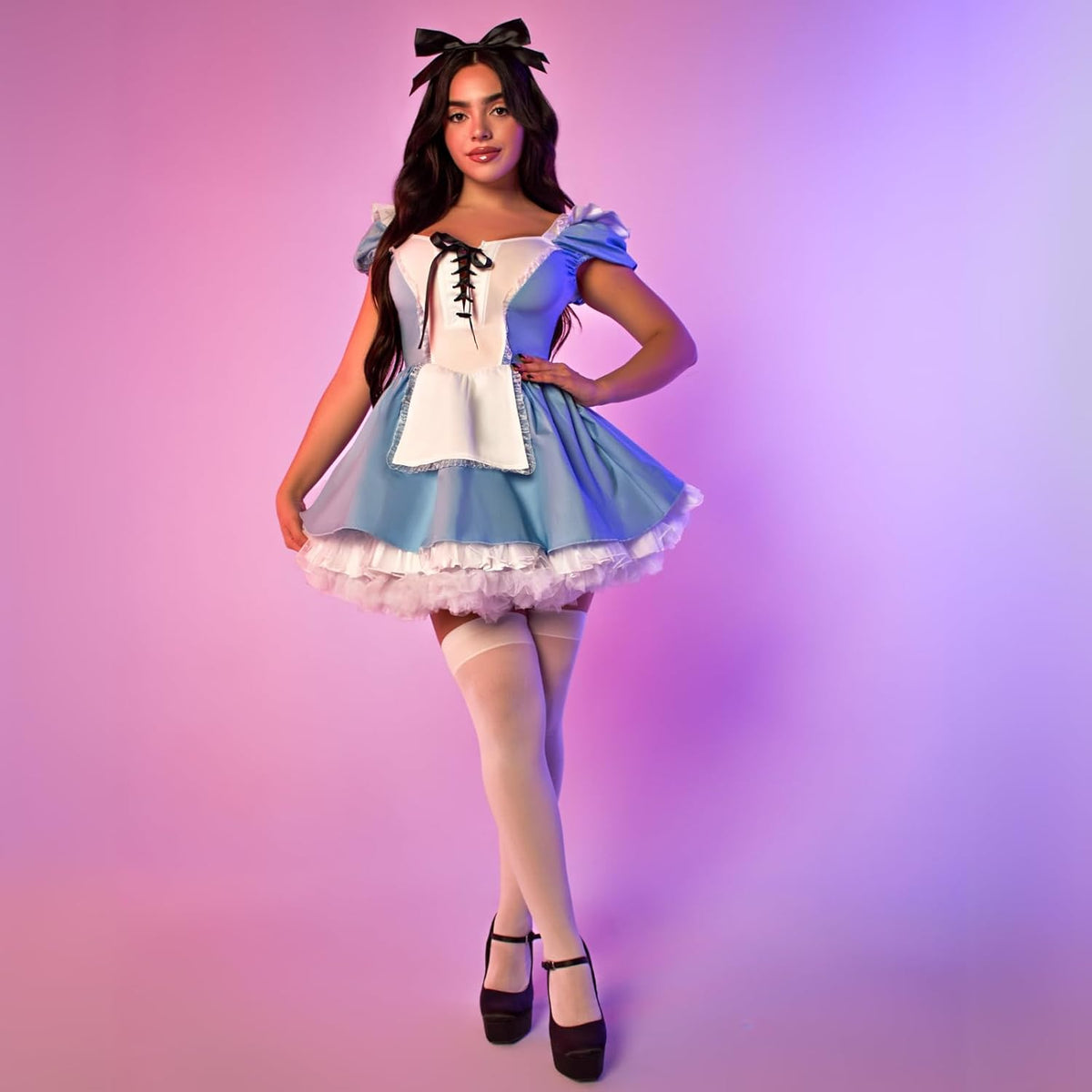 Storybook Alice Costume - Women's 3-Piece Wonderland Outfit with Headband