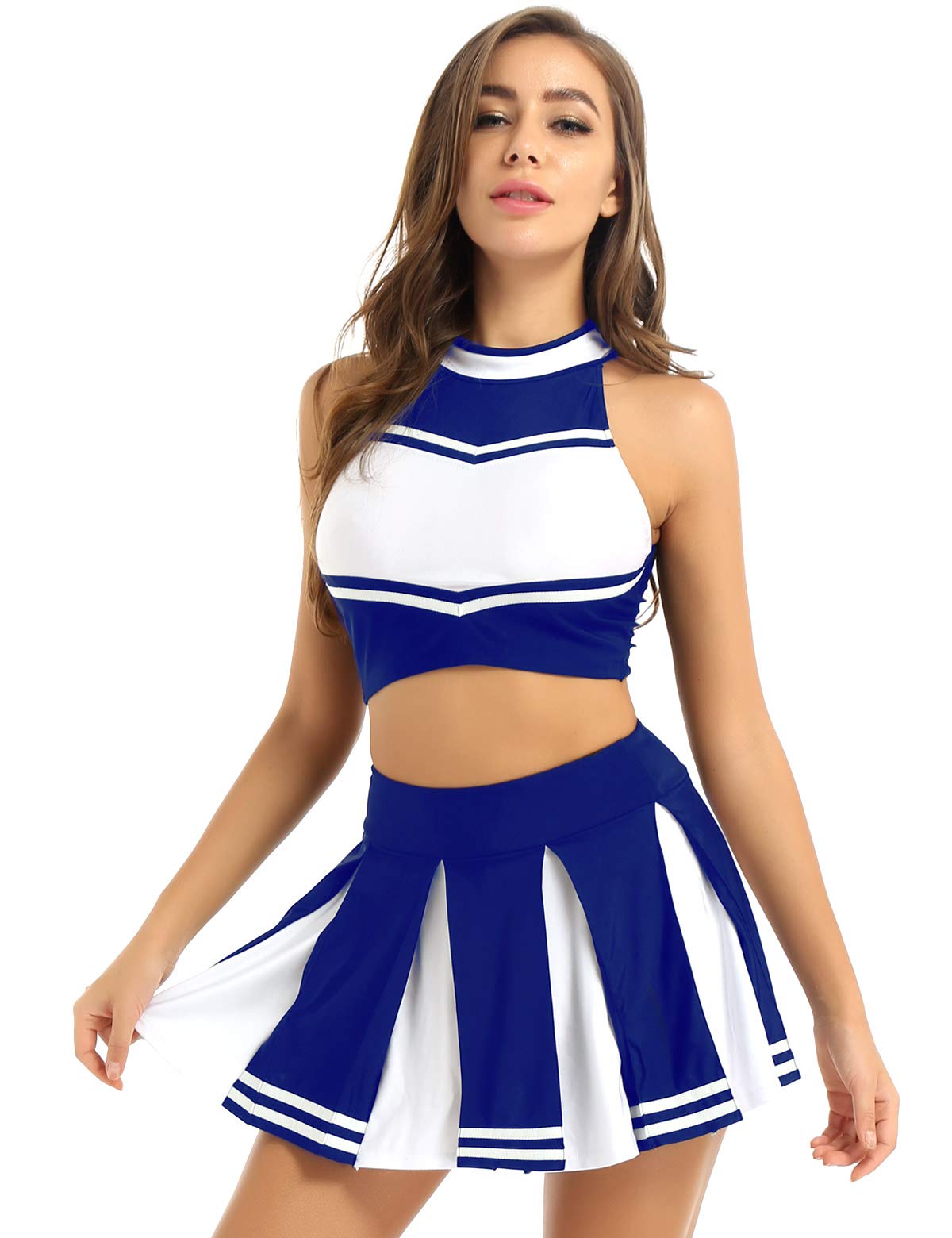 Cheerleader Costume - Women's Crop Top with Pleated Mini Skirt Uniform