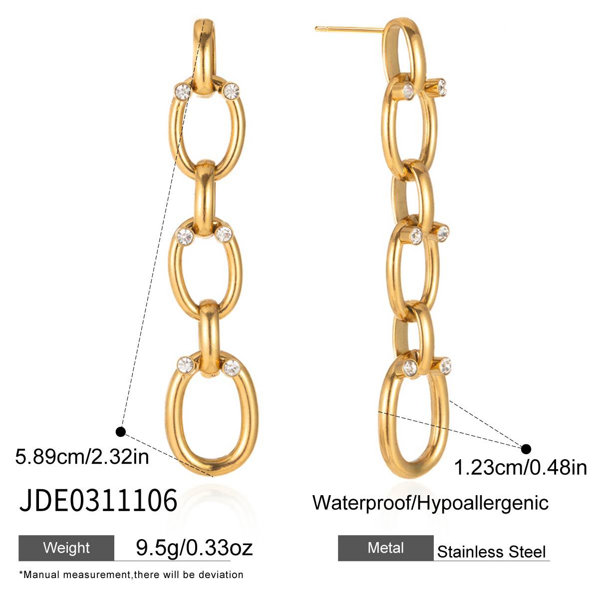 Rhinestone Chain Tassel Earrings