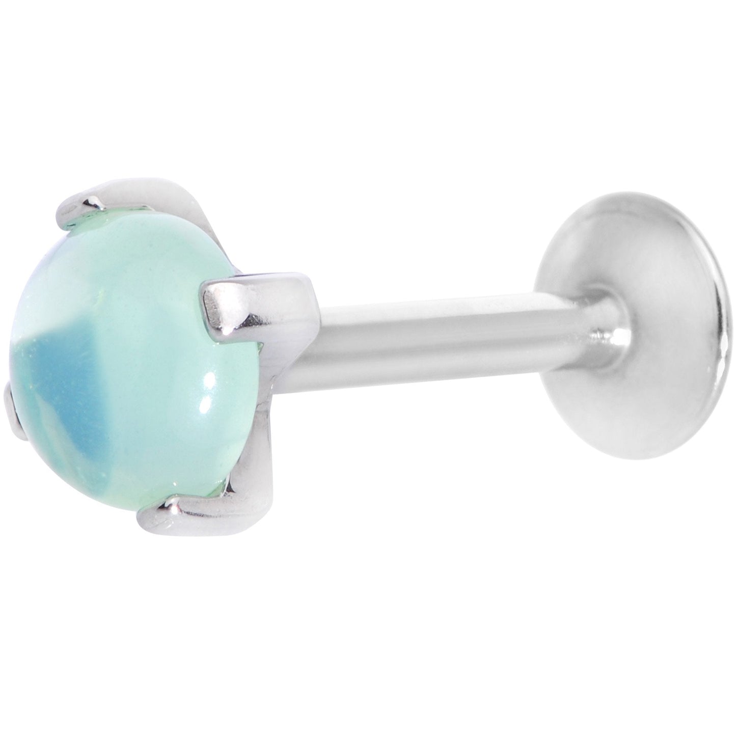16G 5/16 Green Jade Internally Threaded Labret Monroe Tragus