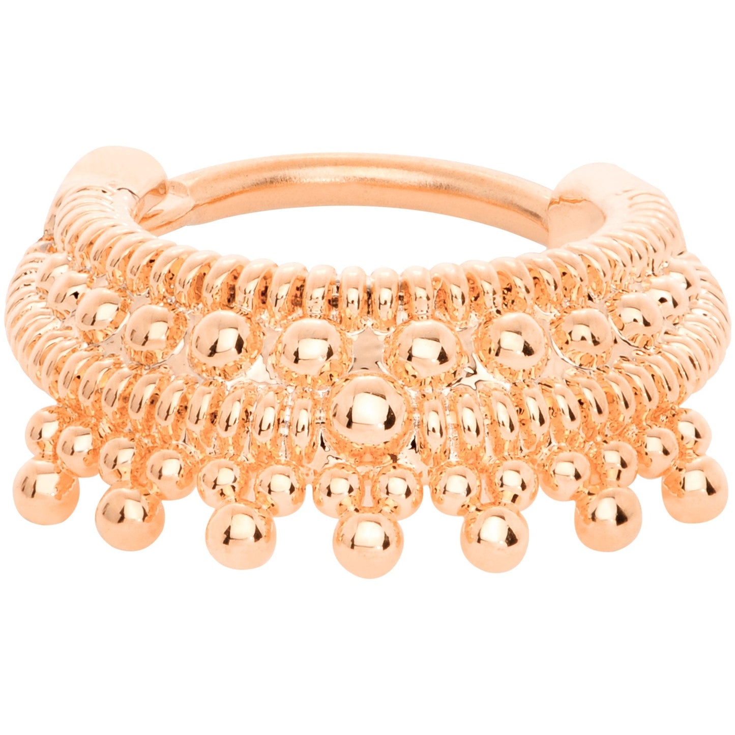 16G 3/8 Rose Gold Tone Debutante Fashion Hinged Septum Ring
