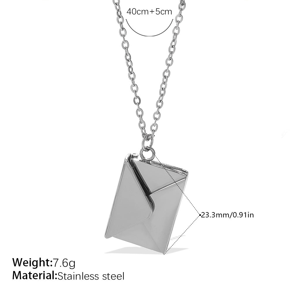 New Envelope Book Pendant Clavicle Necklace For Women, Minimalist Fashion Literary Style Necklace