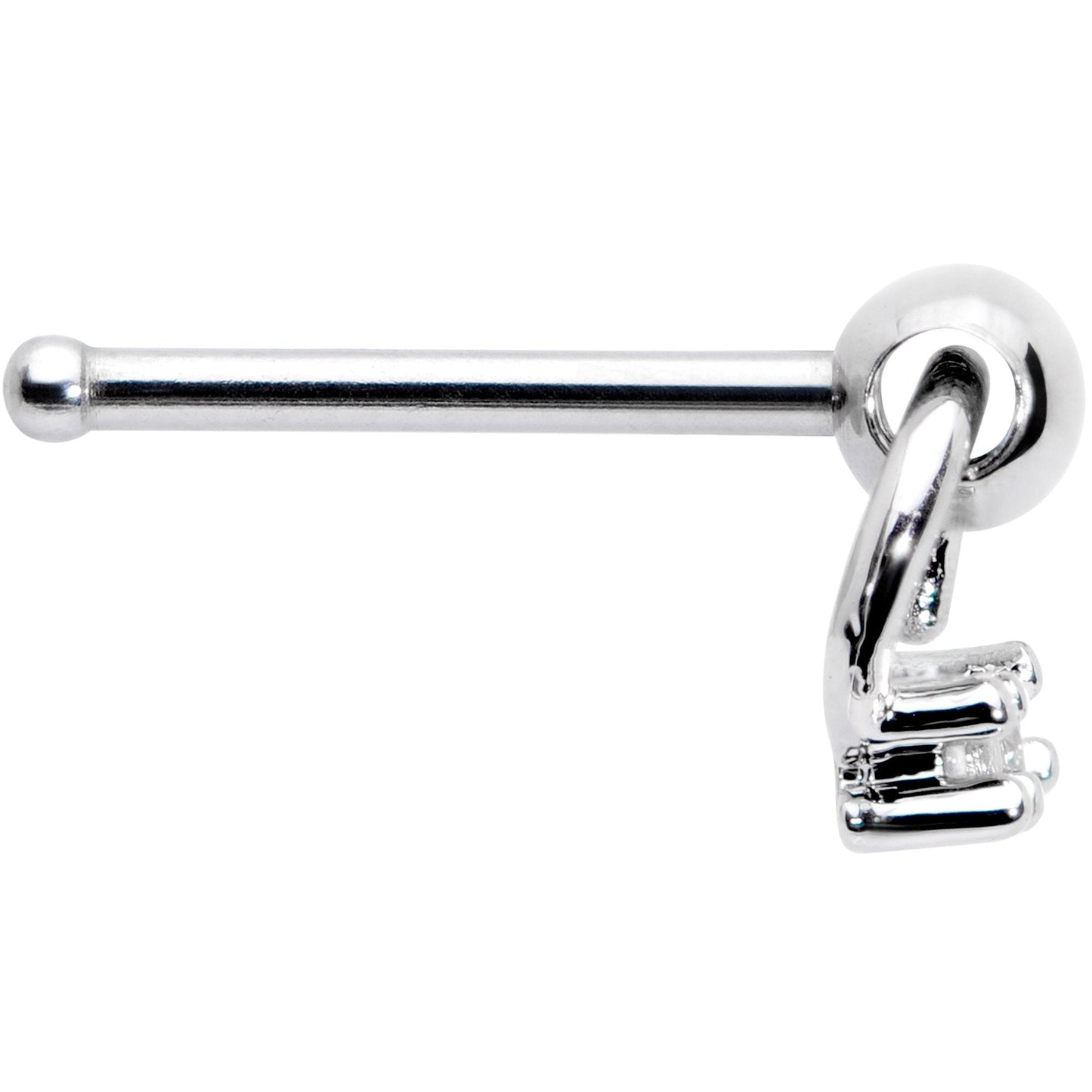 20G 1/4 Clear CZ Duo Dangle Nose Bone