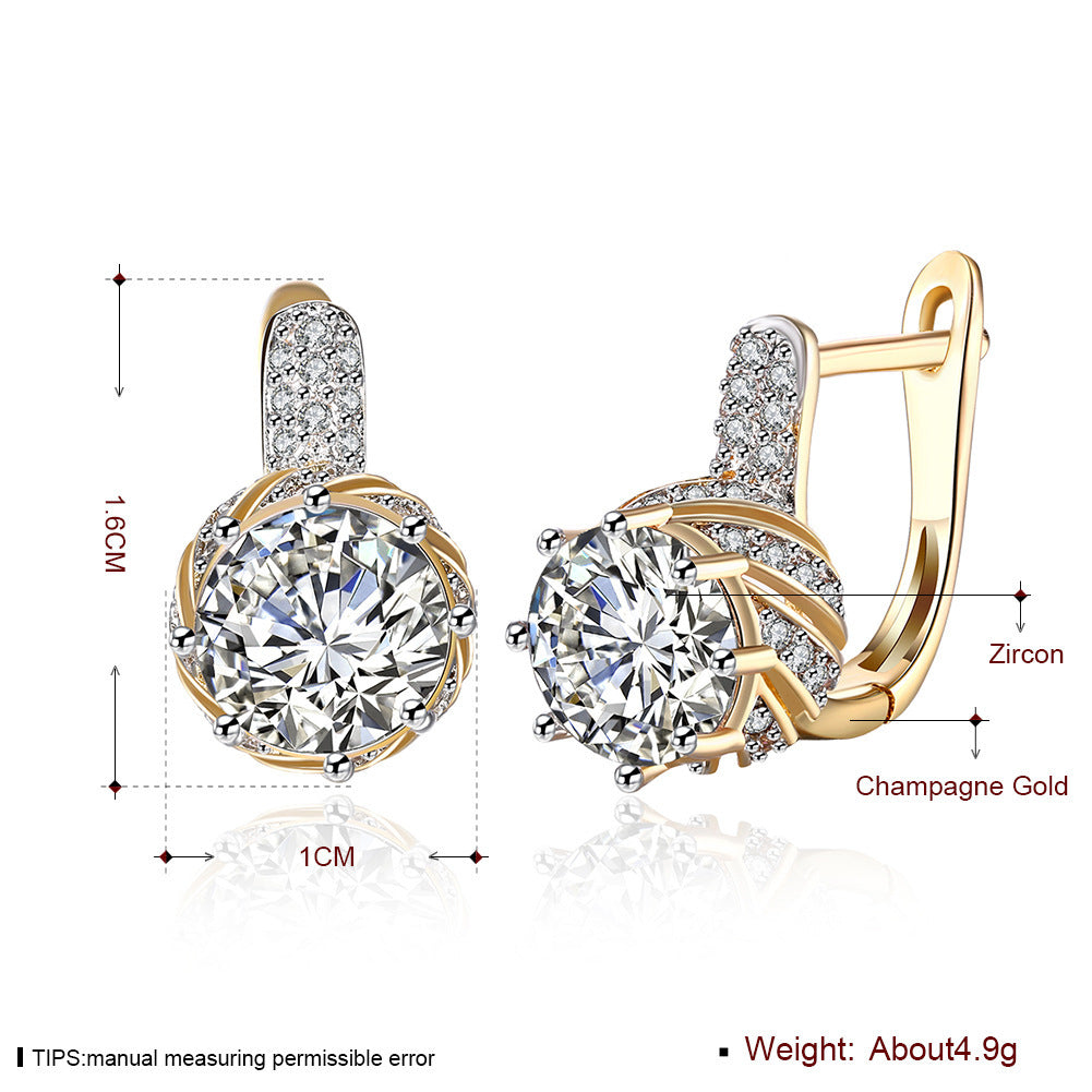 Zircon Earrings Female Stylish Round Diamond