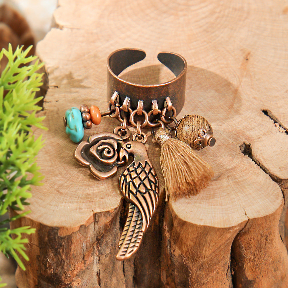 Bohemian Retro Leopard Print Personalized Jewelry Sweater Chain Design Bird Earrings Ring Bracelet Wholesale Yiwu