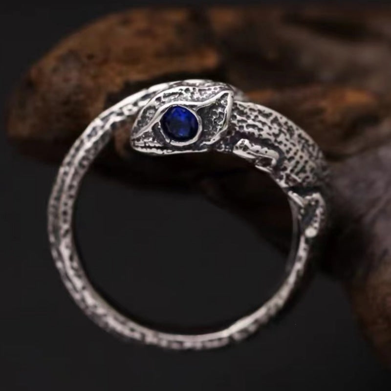 Retro Thai Silver Chameleon Animal-Shaped Ring