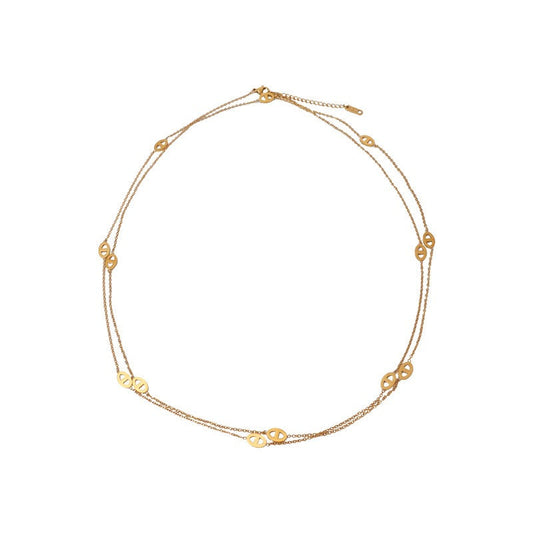 18K gold lightweight luxury pig nose necklace