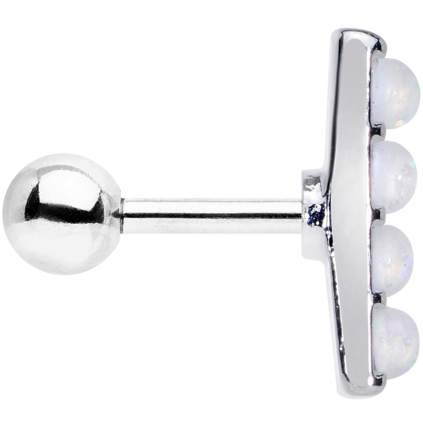 16G 1/4 White Faux Opal Quad Cartilage Tragus Earring