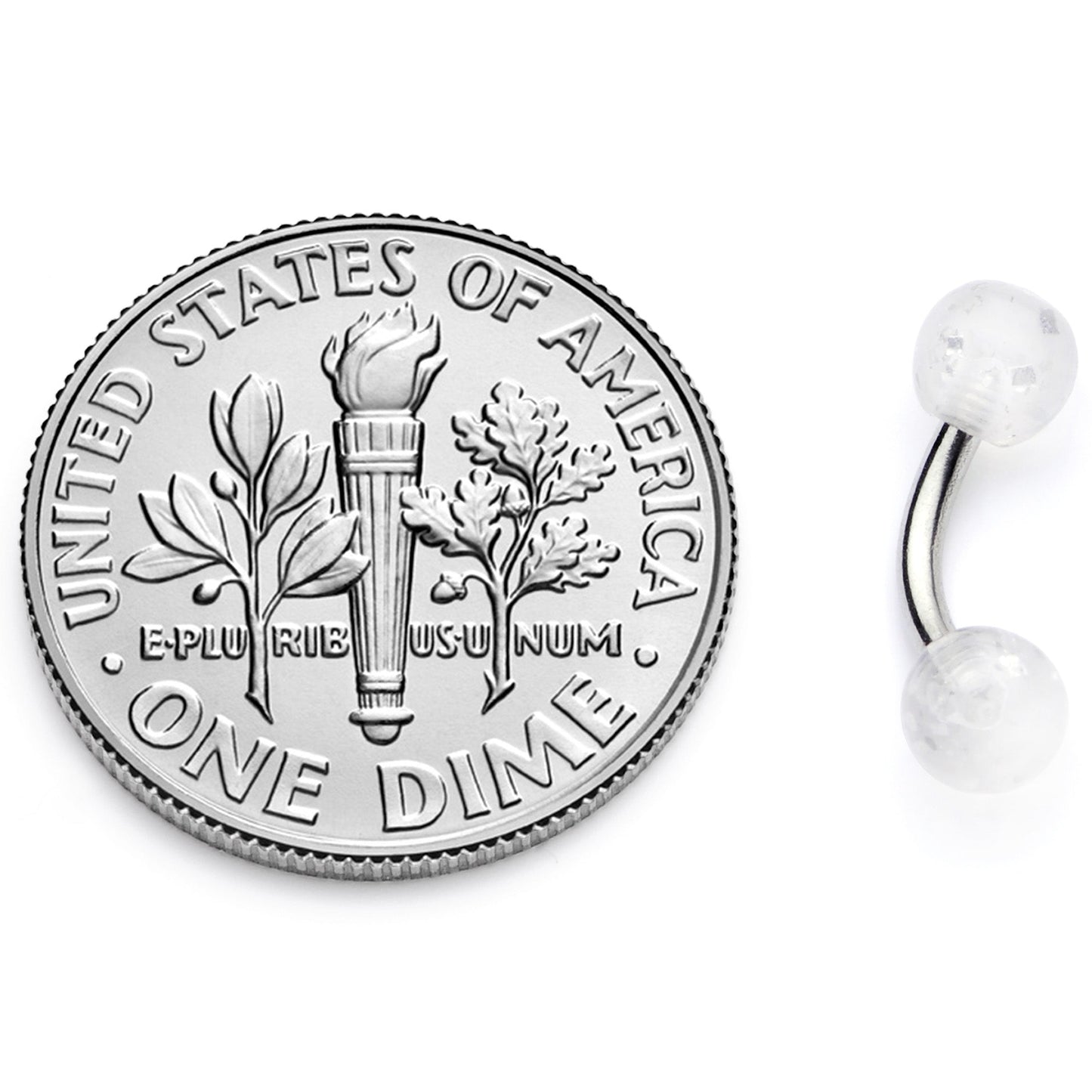 16G 1/4 Clear Speckled Acrylic Ends Curved Barbell