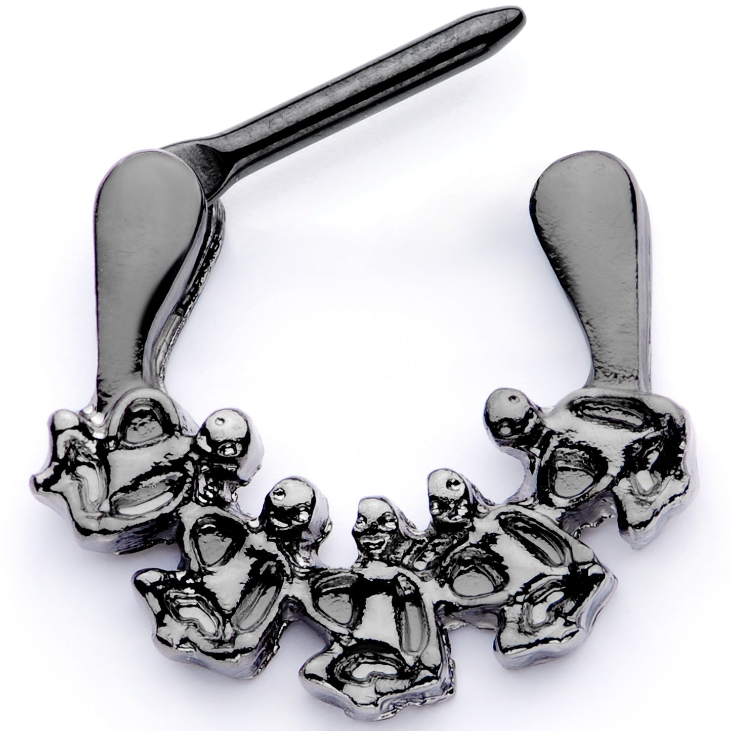 16G 5/16 Black Scary Skeletons Halloween Septum Clicker