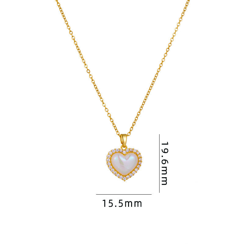 New Heart-shaped Shell Pendant Titanium Steel Necklace For Women