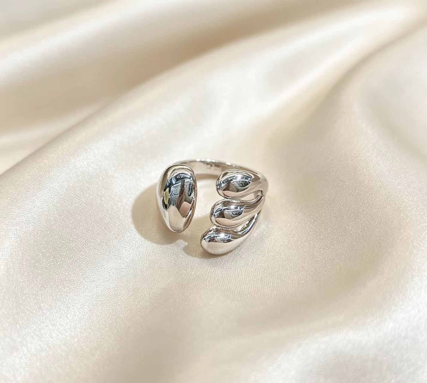 Light-luxury Silver Open-ring In European And American Style