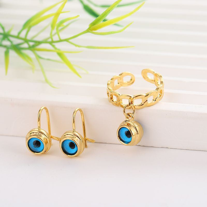 Blue Evil Eye Five Piece Jewelry Set