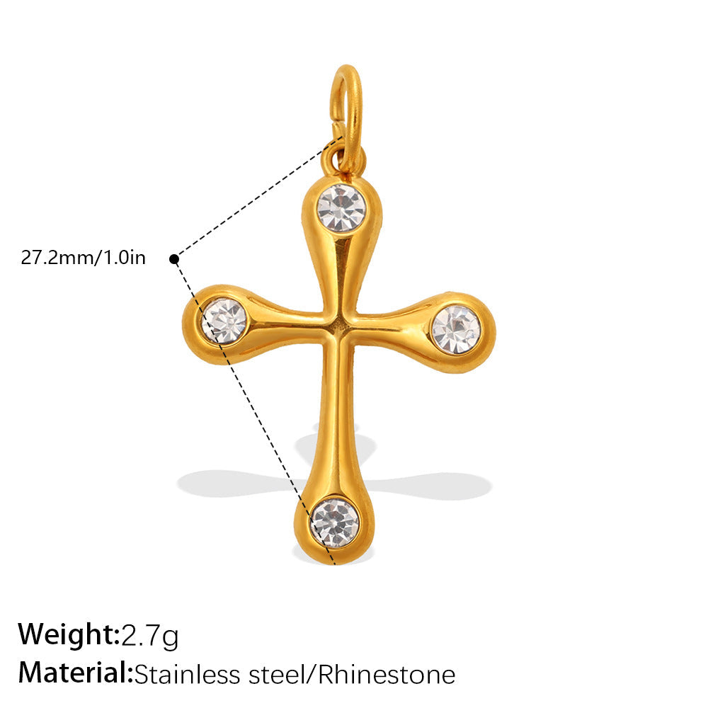 European And American Cross-shaped Golden Diamond-encrusted Key Pendant With Multiple Styles And Personalized Designs - DIY Jewelry Accessory For Hanging.