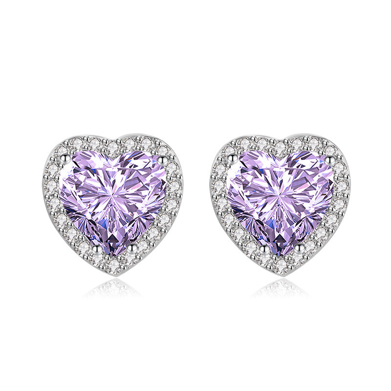 White Copper Heart-shaped Earrings Ornaments