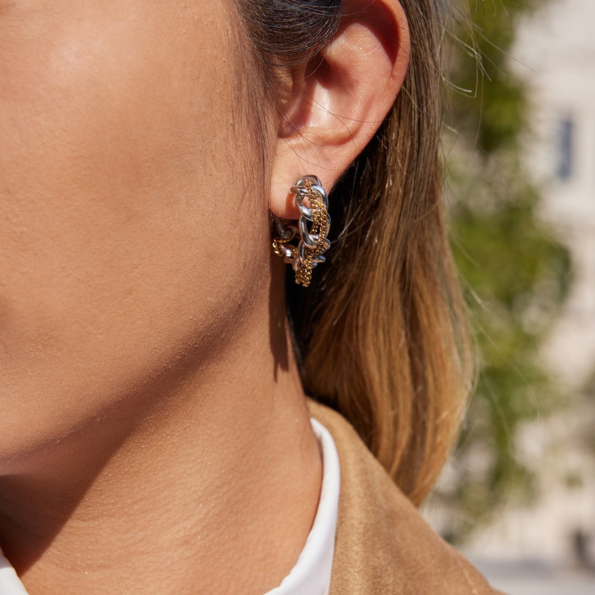 18K gold autumn/winter high-end tassel stud earrings