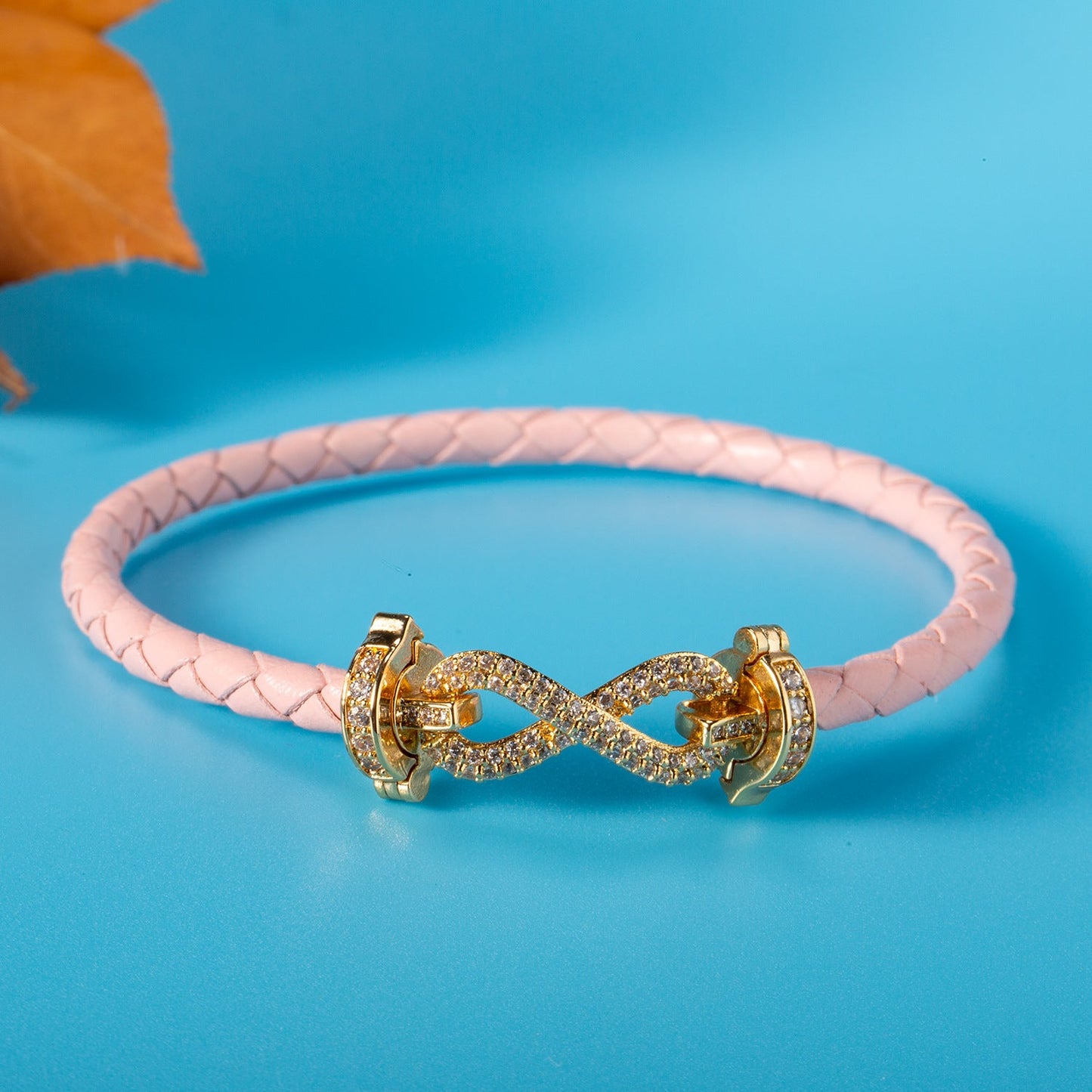 Eight-character Clasp Braided Leather Cord Bracelet