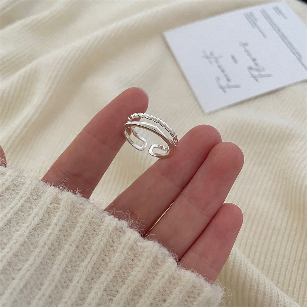 Women S925 Silver Vintage Ring, Minimalist Luxury Non-Tarnish Jewelr