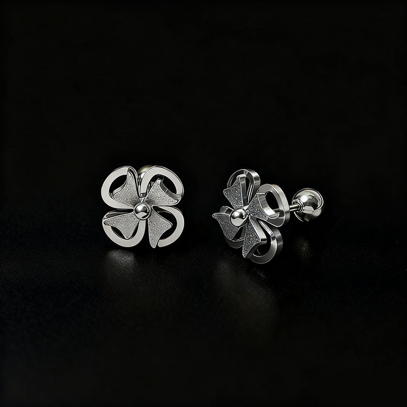 Designed Three-dimensional Matte Clover Drop Earrings With Tassels For Women