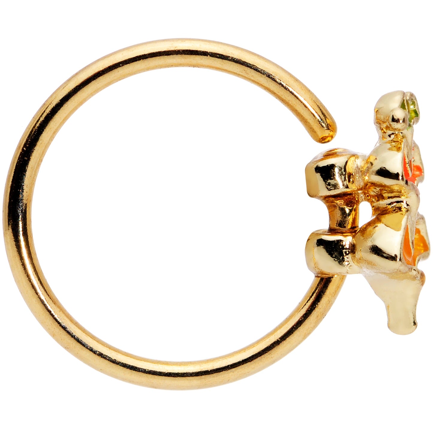 20G 5/16 Gold Tone Autumn Leaves Fall Nose Hoop