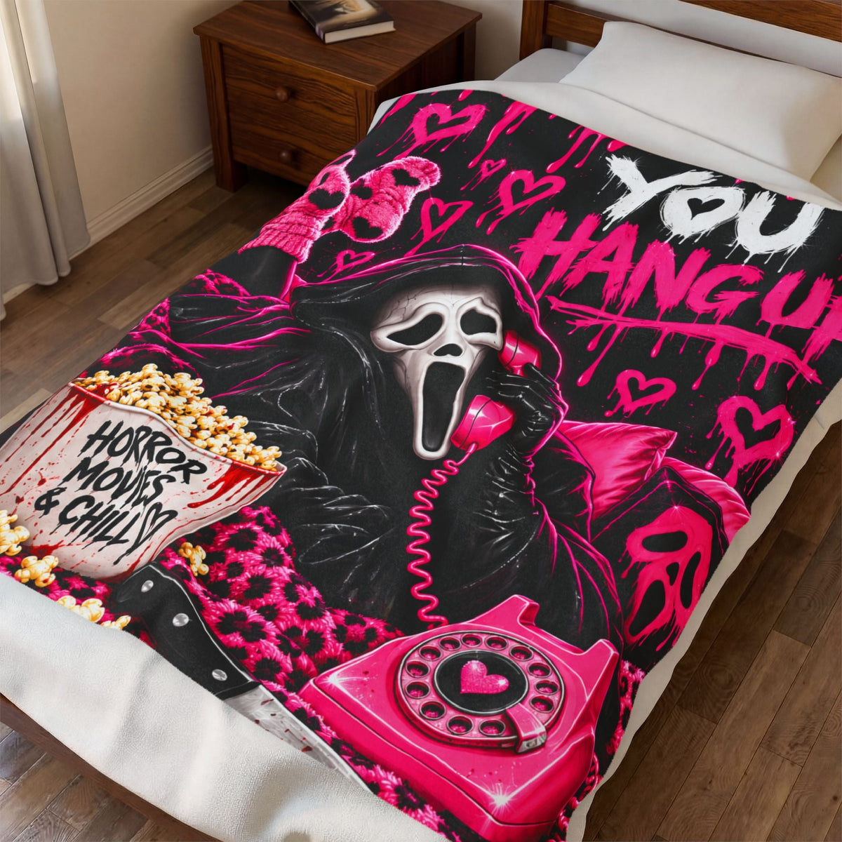 “Horror Movie & Chill”Velveteen Plush Blanket