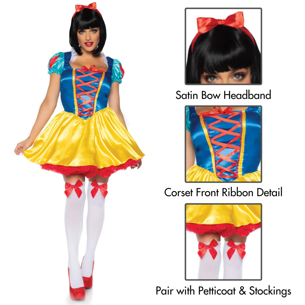 Snow White Costume - Women's Fairytale Princess Dress with Headband