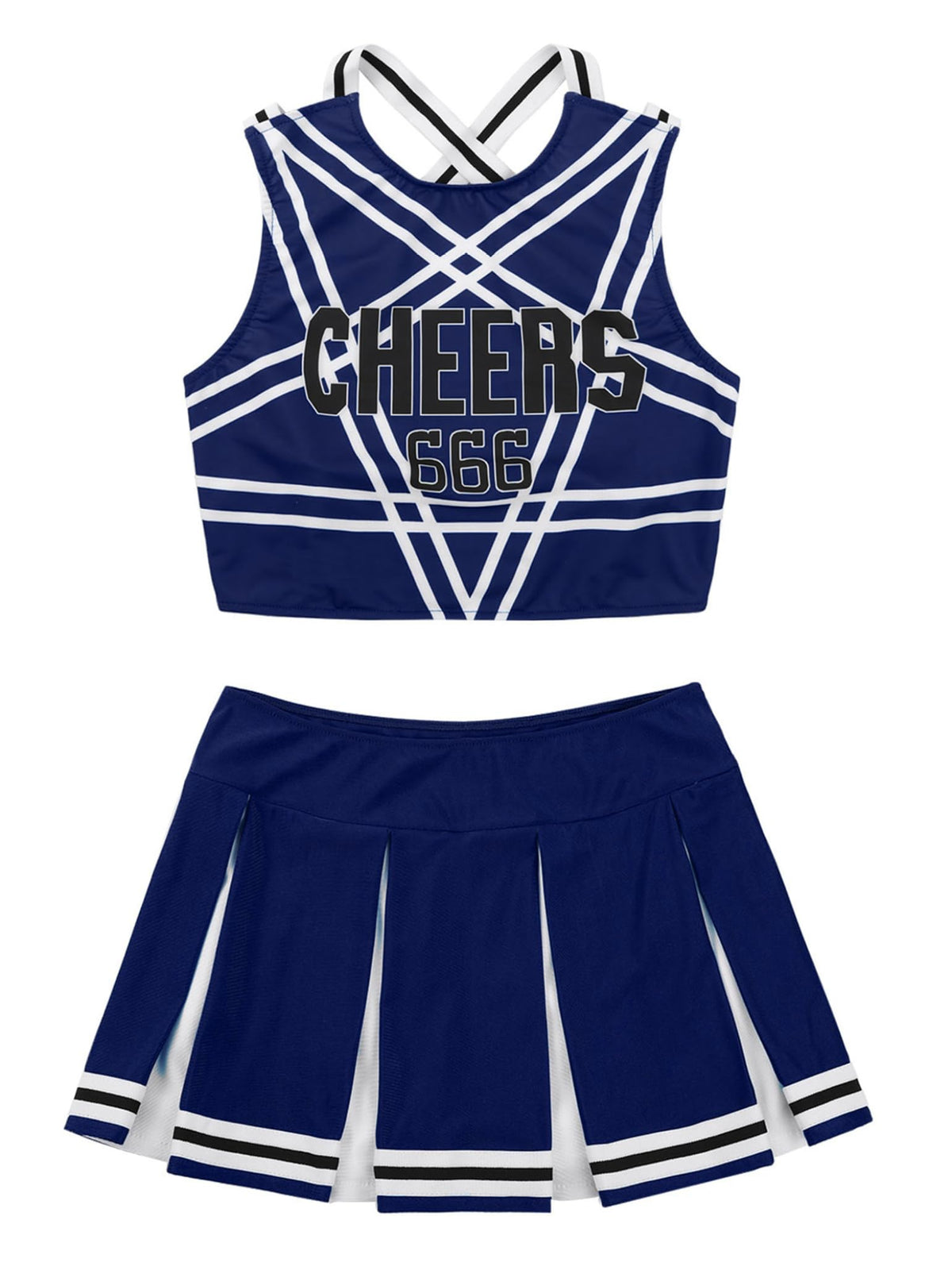 Cheerleader Costume - Women's Crop Top with Pleated Mini Skirt Uniform