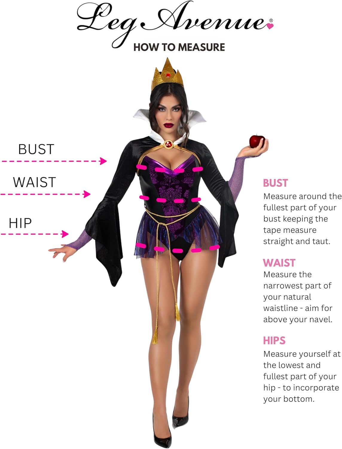 Poison Apple Queen Costume - Women's 4-Piece Evil Queen Halloween Outfit