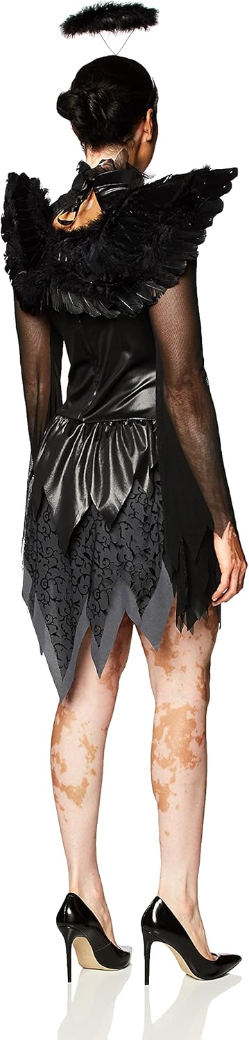 Fallen Angel Costume - Women's Gothic Angel Dress with Wings and Halo