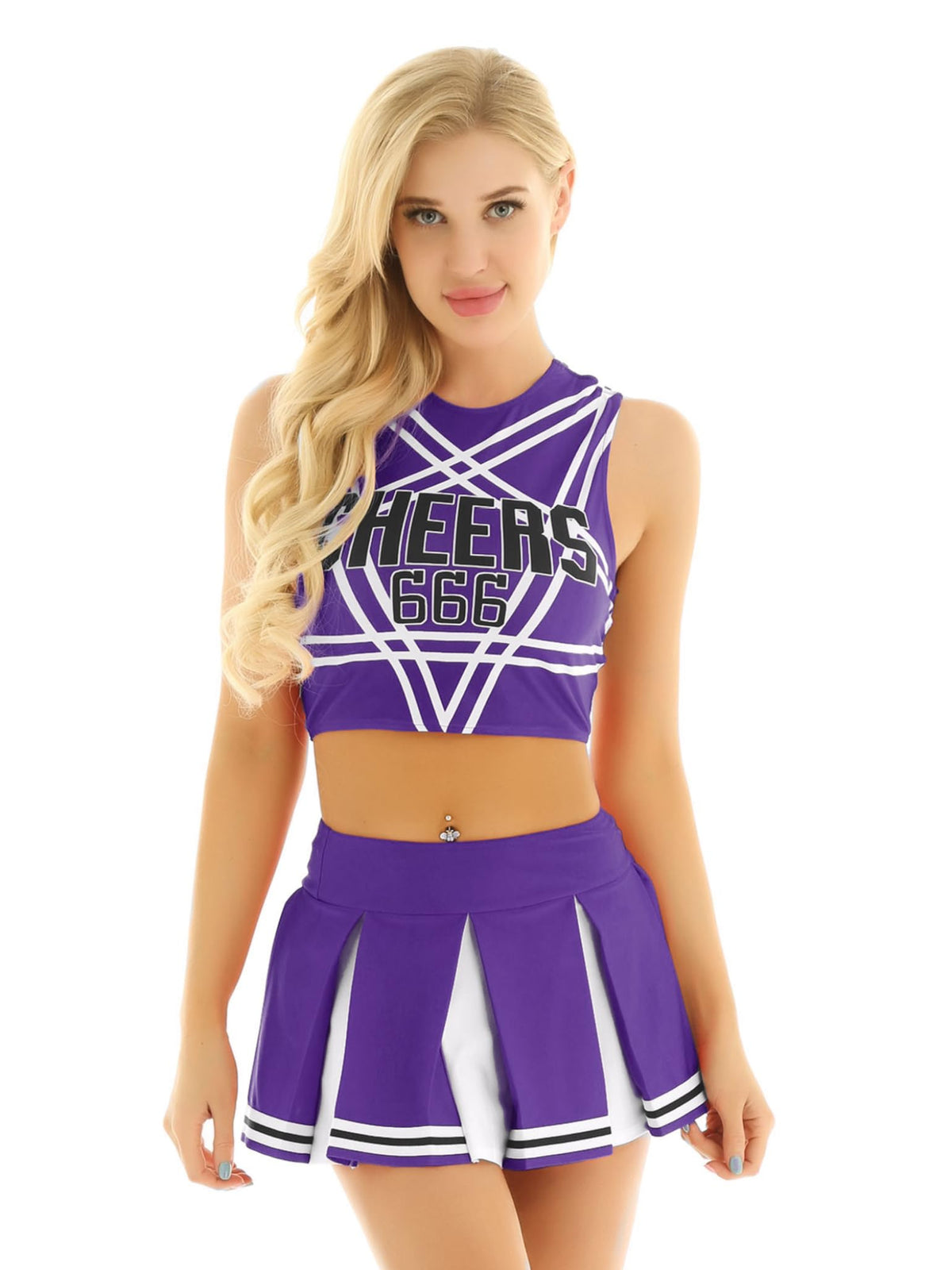 Cheerleader Costume - Women's Crop Top with Pleated Mini Skirt Uniform