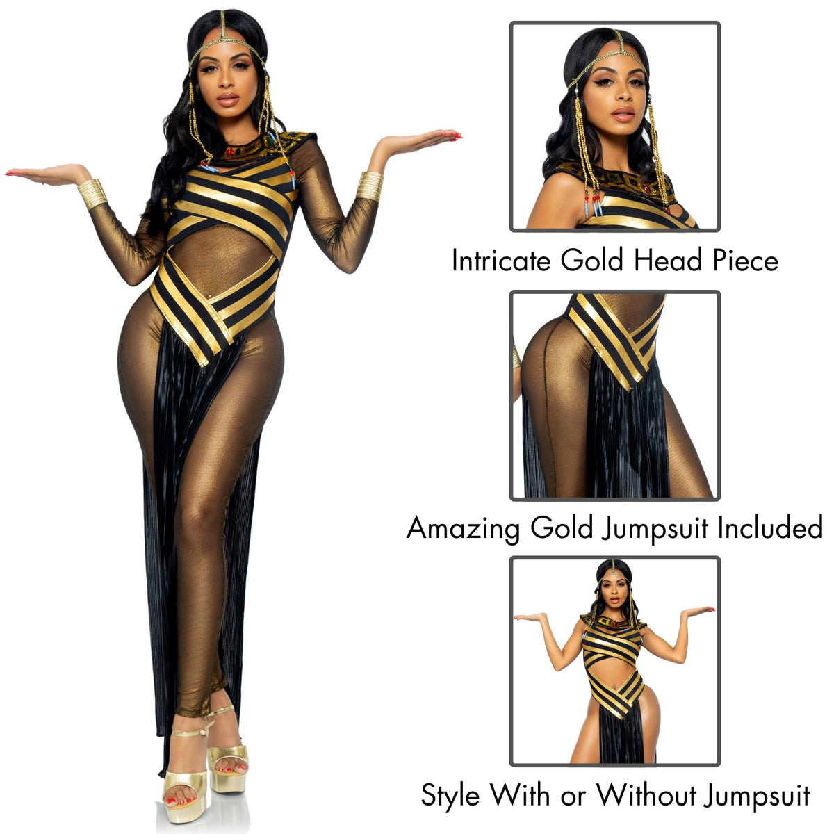 Queen Cleopatra Costume - Women's Egyptian Goddess Outfit with Headpiece