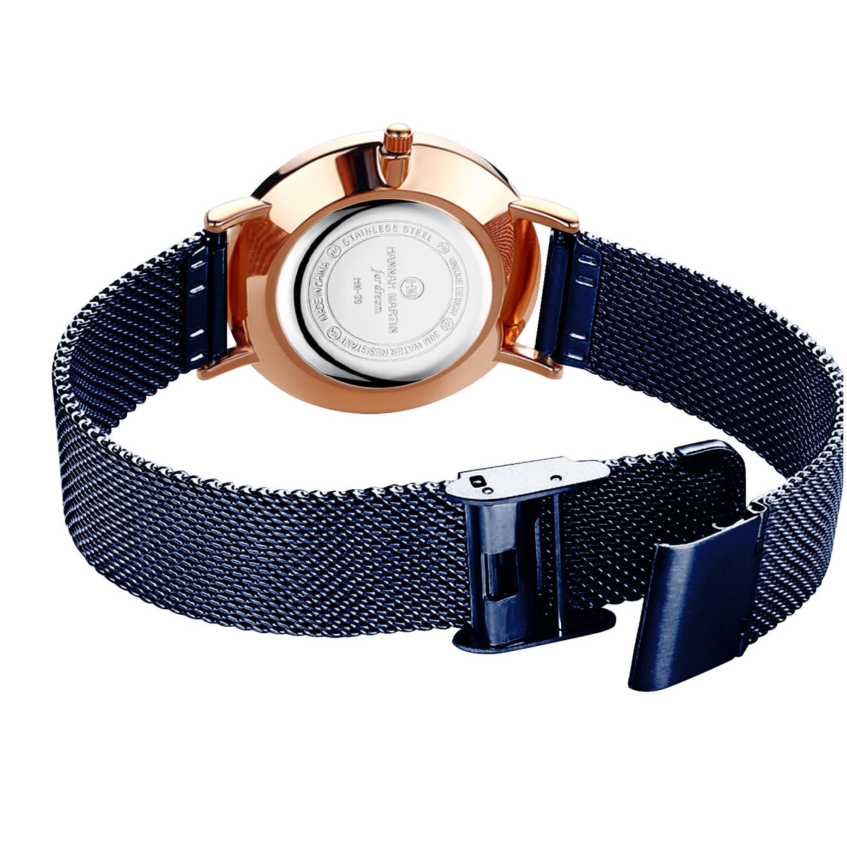 HANNAH MARTIN Watches for Women Analog Women's Watch with Stainless Steel Expansion Band Minimalist Slim Dial 30M Waterproof Ladies Dress Wristwatch for Casual Daily Business