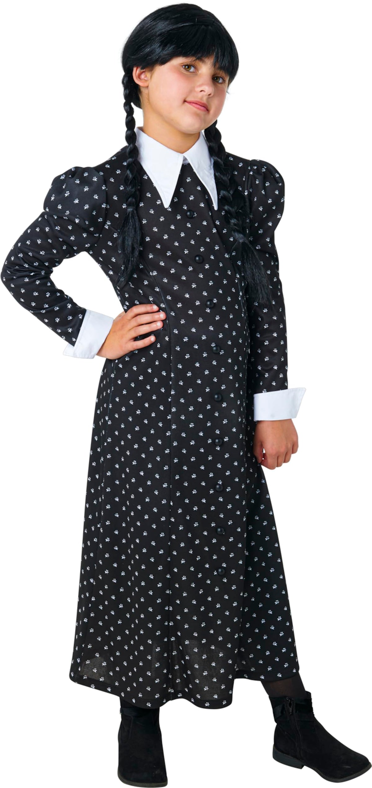 Wednesday Addams Costume Dress Girls - Gothic TV Show Halloween Outfit