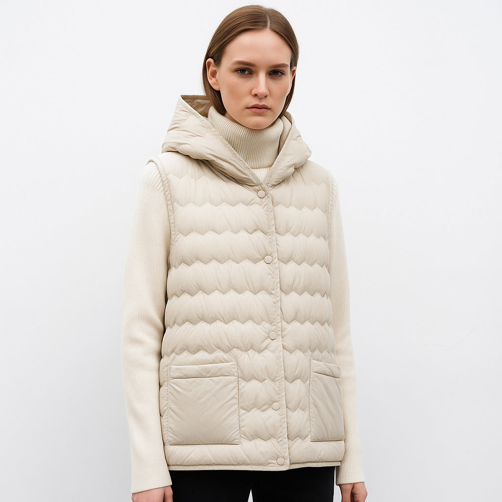 New National Standard Hooded Women's Vest For Autumn And Winter