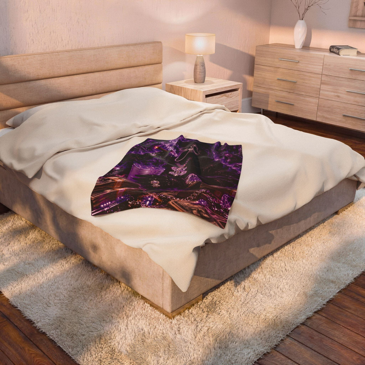 “Ghostface” Purple Velveteen Plush Blanket