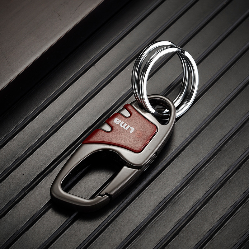 Double-ring keychain-black-carbon steel-9 * 3cm-1 piece