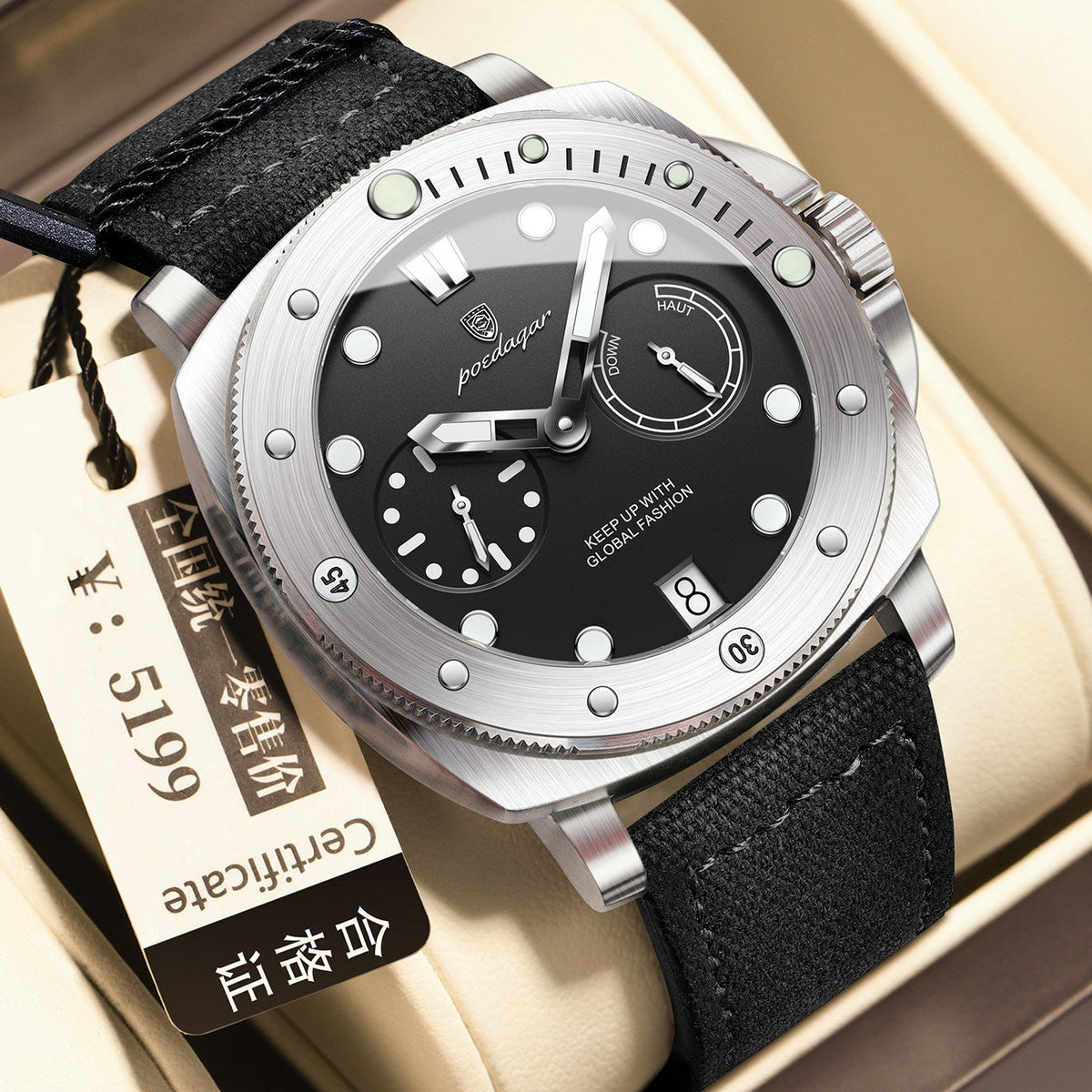Stylish Multifunctional Waterproof Casual Trendy Luminous Mens Quartz Watch
