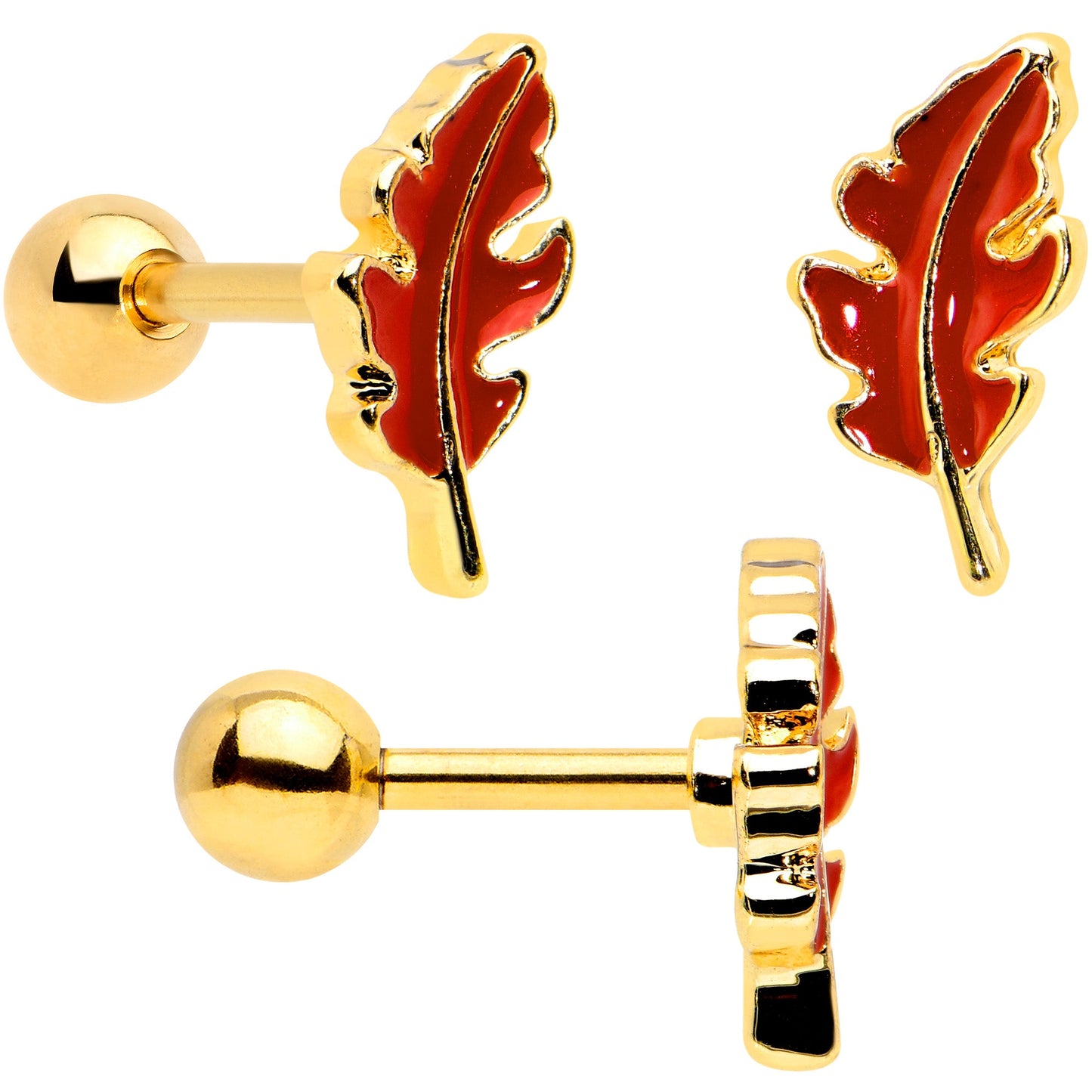 16G 1/4 Clear Gem Gold Hue Autumn Acorn Cartilage Tragus Set of 3