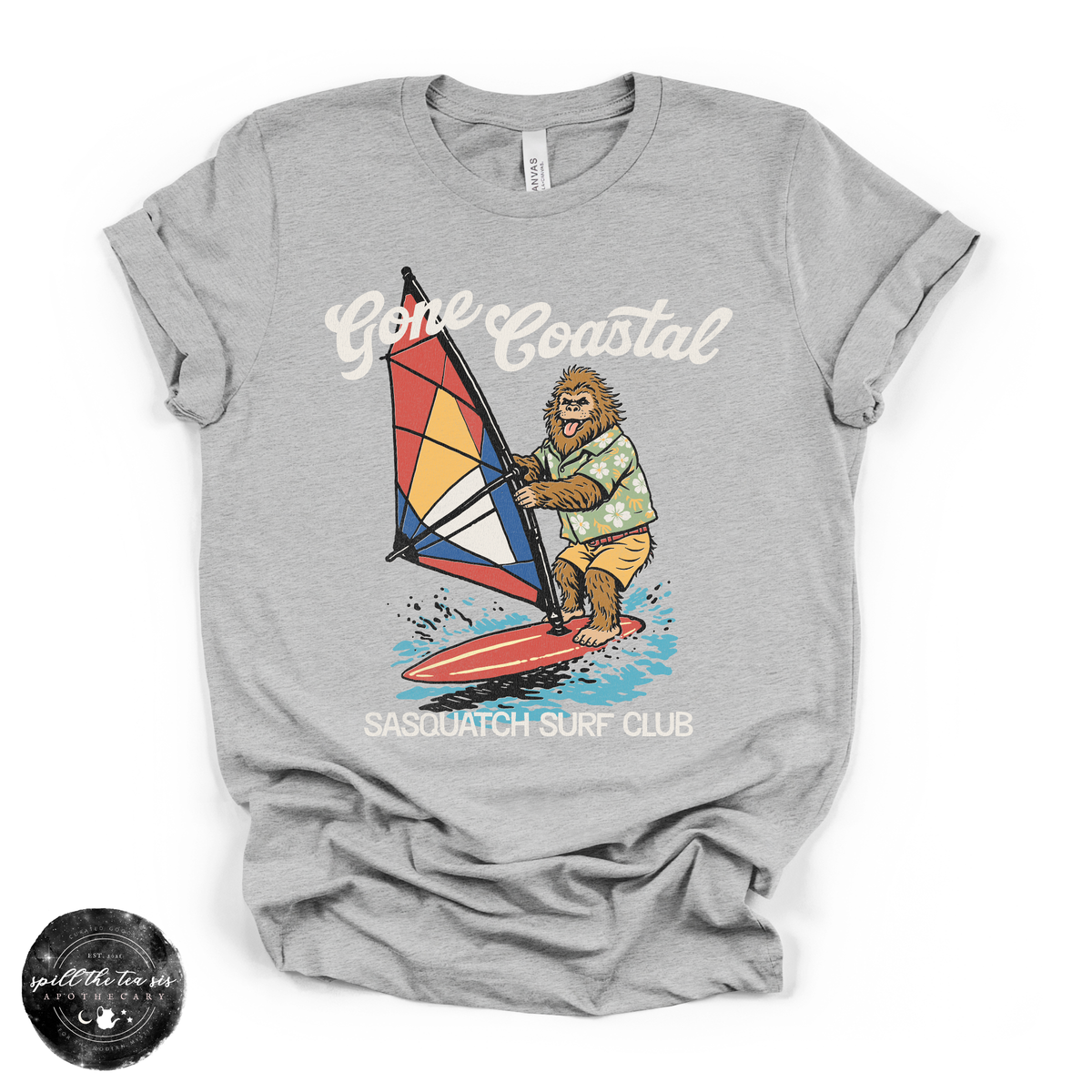 Gone Coastal: Sasquatch Surf Club Tee | Funny Beach Bigfoot Graphic T-Shirt