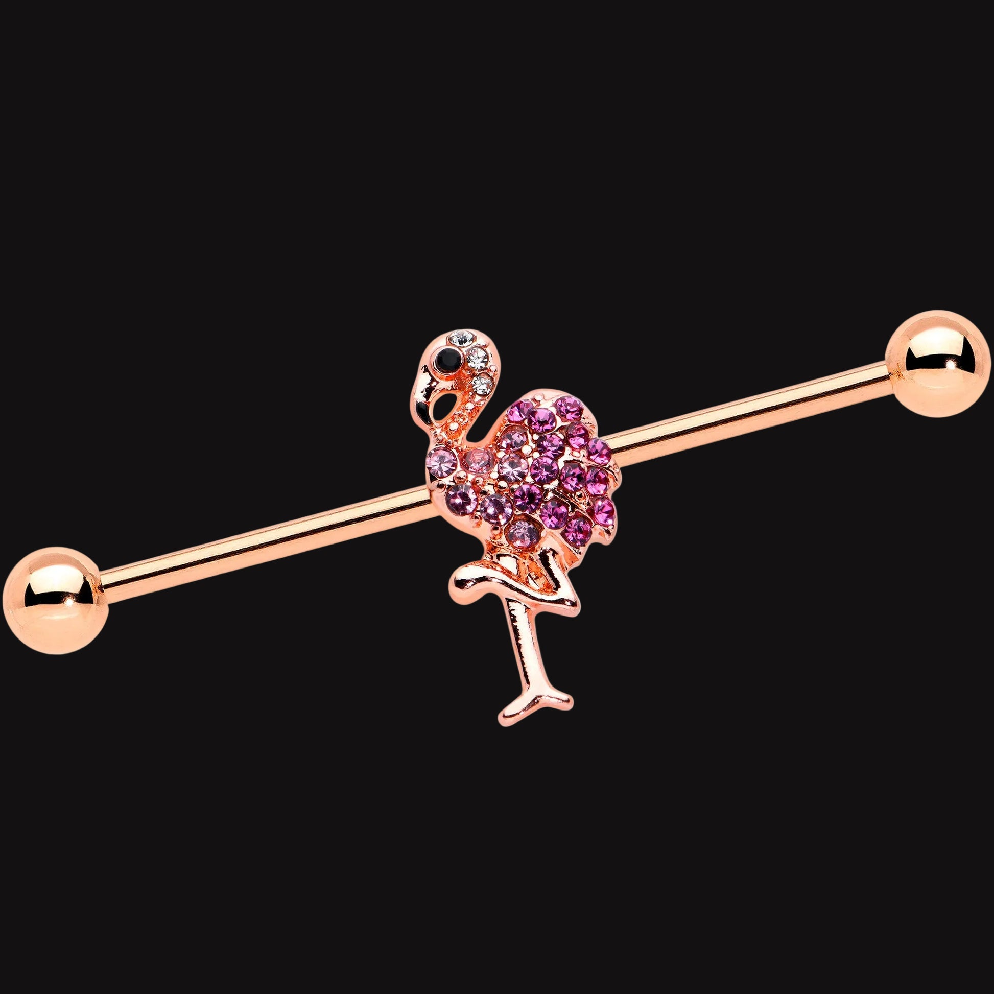 Rose gold bellybutton with flamingo charm