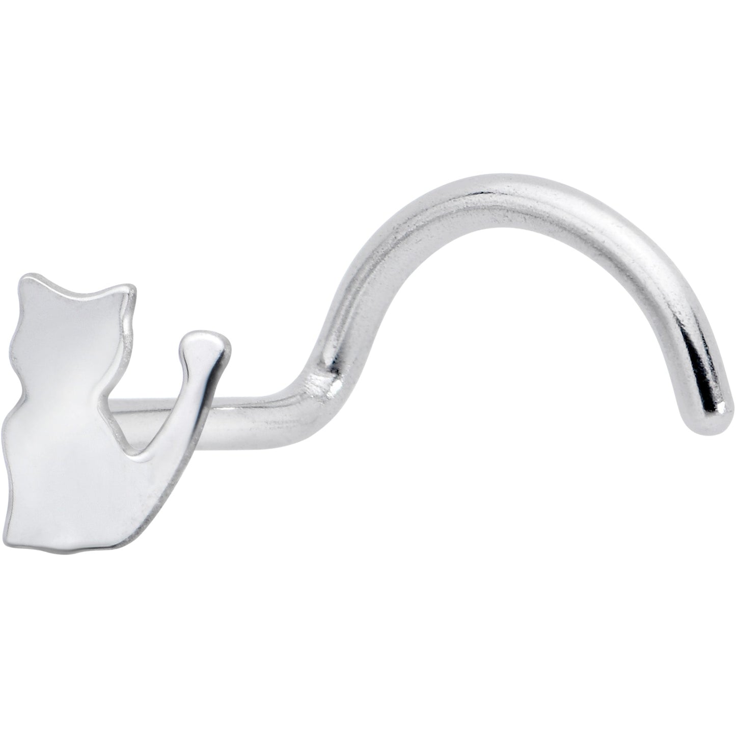 20G 1/4 Silhouette Kitty Cat Left Side Nose Screw