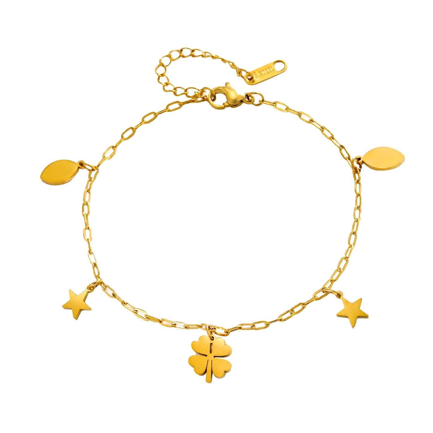 18k gold-plated four-petal bell flower pendant titanium steel anklet