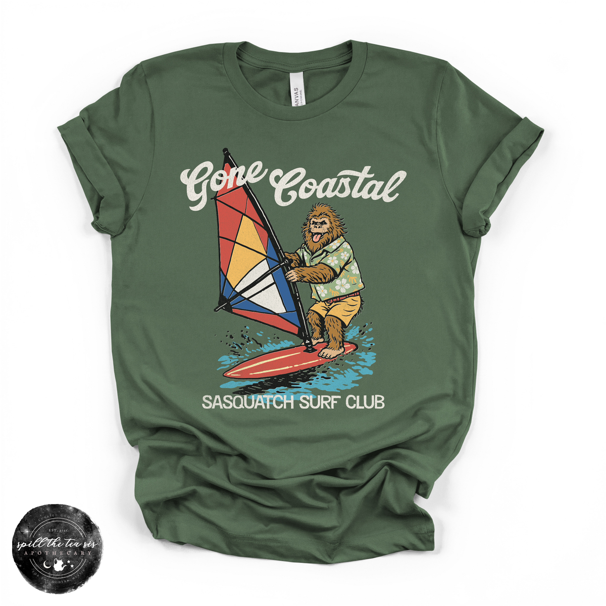 Gone Coastal: Sasquatch Surf Club Tee | Funny Beach Bigfoot Graphic T-Shirt