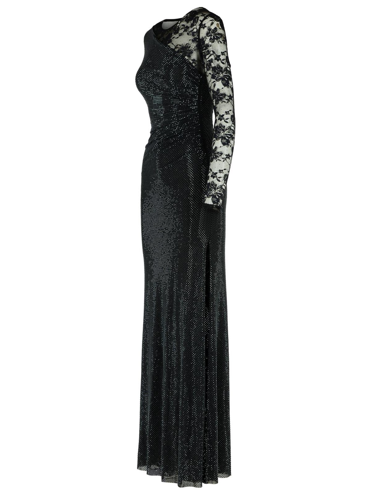 Self Portrait 'Rhinestone' Black Polyester Dress Women