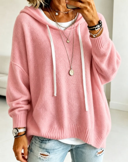 2026 Autumn New Women's Clothing - European Amazon Independent Store - Knitted New Hooded Drawstring Long-Sleeved Sweater - Knitted Outerwear - Loose Fit - 10 Colors Available