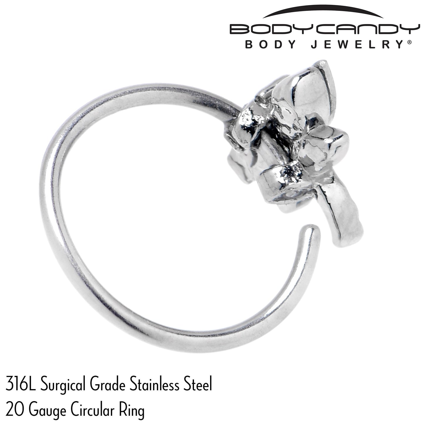 20G 5/16 Aurora CZ Gem Understated Dragonfly Nose Hoop