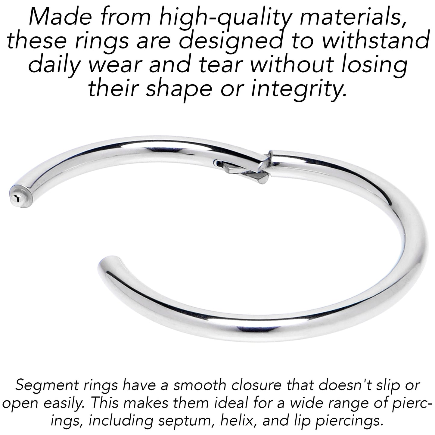 18G 7/16 316L Surgical Steel Precision Hinged Segment Hoop