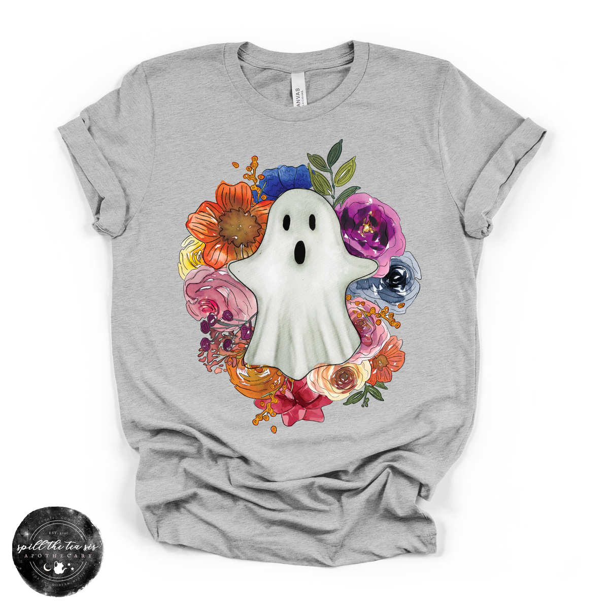 Floral Ghost Tee | Cute Botanical Halloween Ghost Graphic T-Shirt