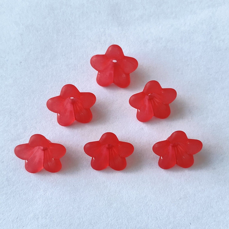 Matte Acrylic 5-Petal Blossom Beads, Translucent Center-Drilled Spacers For DIY Vintage Hair Sticks, Dangle Earrings & Pendant Crafts.